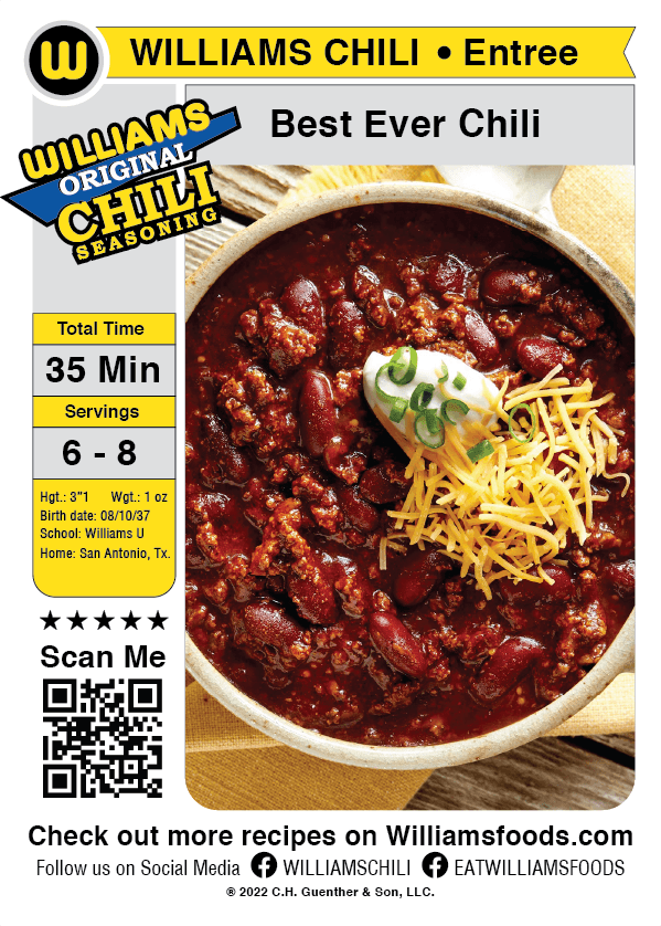 Williams All-Stars Chili trading card โ Beast Creative Agency โ back