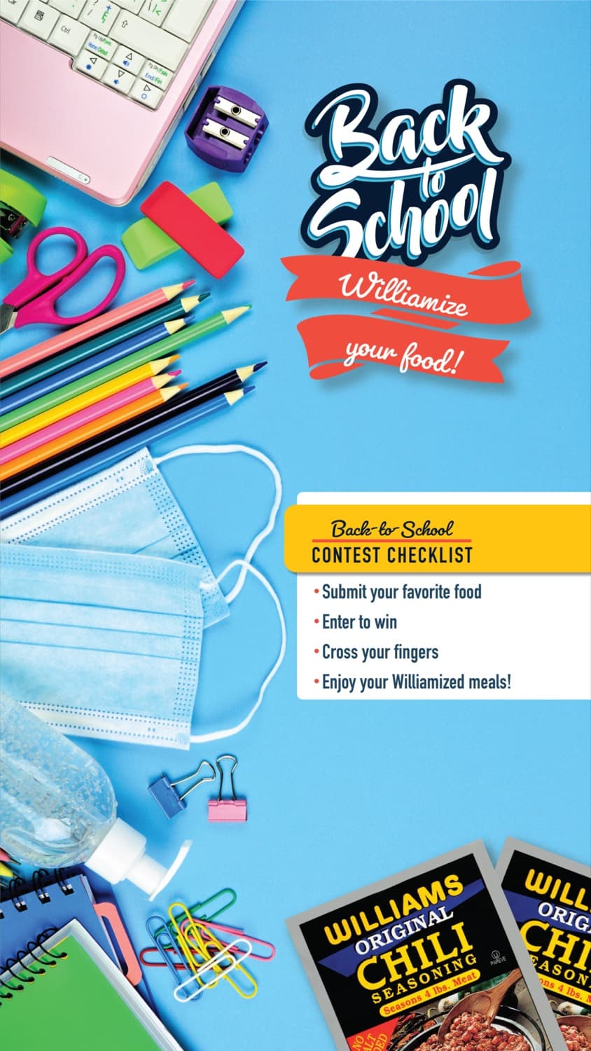 Williams BTS mobile story — Blue school supplies
